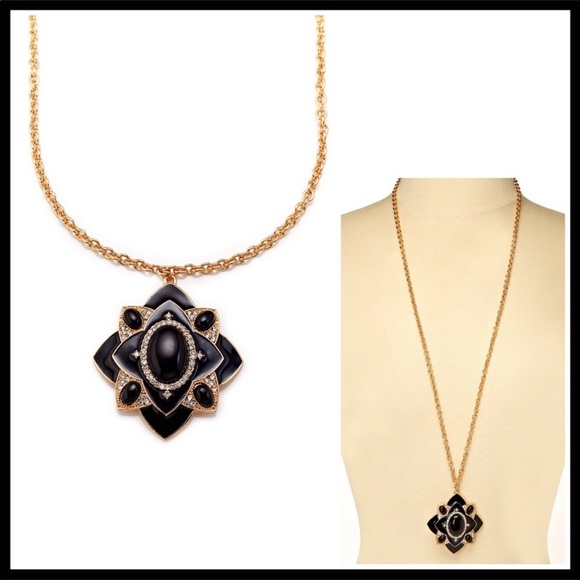 OLIVIA WELLES LONG BLACK PAVE CRYSTAL NECKLACE A2C - Picture 5 of 8